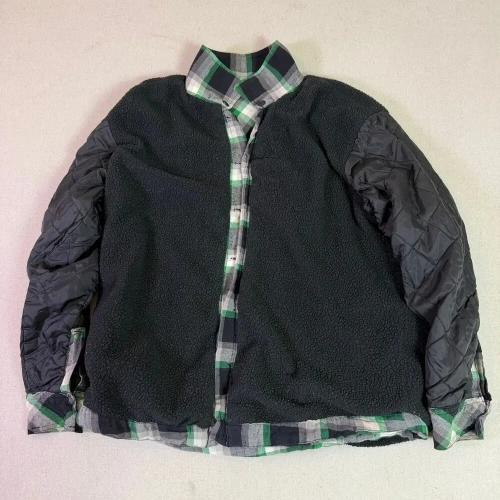 Ocean Pacific Plaid Flannel Sherpa Lined Shirt Jacket Men's M 90s Grunge Surfer
